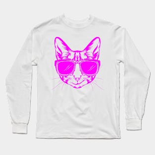 Purrfect pink cat with sunglasses Long Sleeve T-Shirt